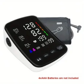 Blood Pressure Monitor Automatic Upper Arm Blood Pressure Cuff, Adjustable Extra Large Bp Cuff With Clear LED Display, For Home Use (Color: Black)
