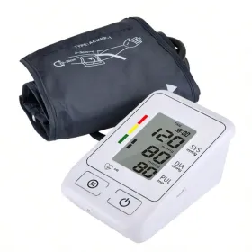 Blood Pressure Monitor Upper Arm Blood Pressure Monitors For Home Use With Bp Cuff, Large Screen Bp Machine, 190 Memory, USB Powered And Battery (Color: White)